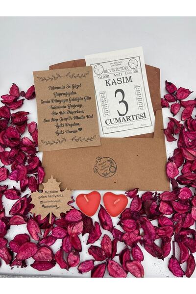 MAZİDENBİRYAPRAK Kişiye Özel Takvim Yaprağı Nostaljk Zarflı