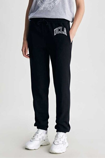 UCLA Γυναικεία φούτερ JULES Μαύρο Άνετο Κέντημα στο Πόδι επένδυση fleece Standard Fit