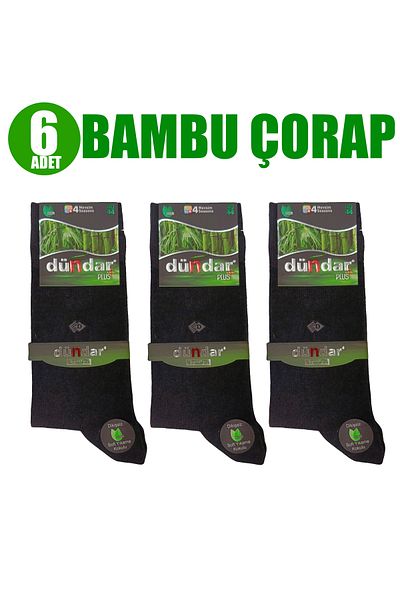 Dündar Plus 4 Seasons Seamless Soft Wash Scented 6 Pieces Black Men's Bamboo Socks