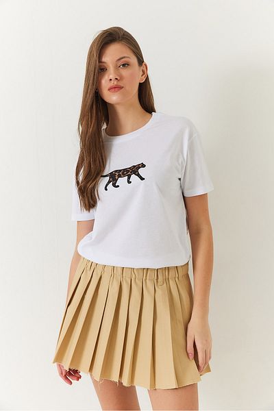 Bianco Lucci Leopard Printed Women's T-Shirt - 60602006