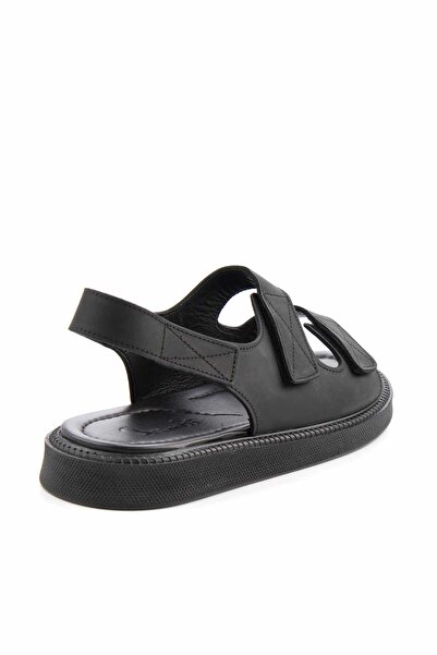 Bambi Black Genuine Leather Men's Sandals E 05801201503