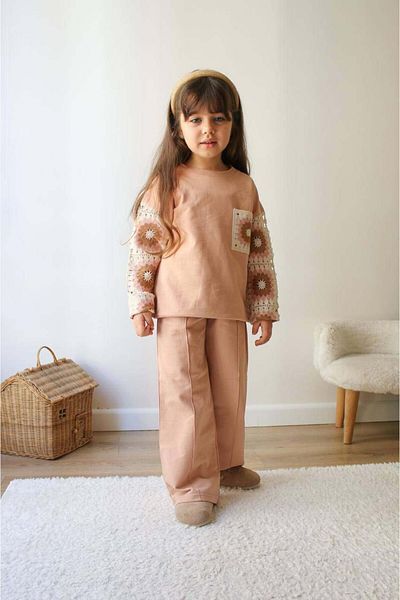 MİNİKO KİDS Girl's Punch Model Spanish Leg Tights Suit with Sleeve Detail