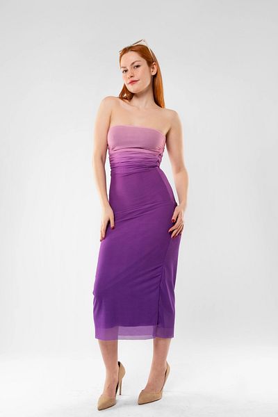 Bak Moda Rochie lungă de tranziție de culoare mov din tul