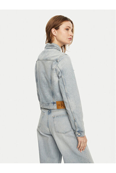 Calvin Klein Kadın Regular Fit Cep Detaylı Uzun Kollu Denim Mavi Ceket J20J224544-1AA