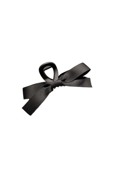 ECARLA Sponka do vlasů, spona s látkovou mašličkou, černá XL 15 cm