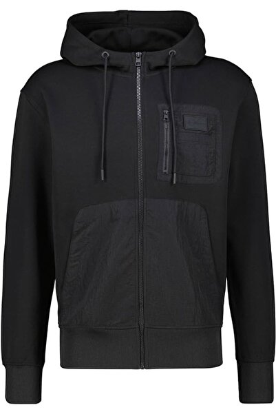 Calvin Klein Bărbați Black Calvin Klein Mix Full Zip Throug Φούτερ BEH CK Μαύρο