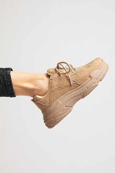 PowerSpeed Kadın Vizon Yüksek Taban Bağcıklı Spor Ayakkabı