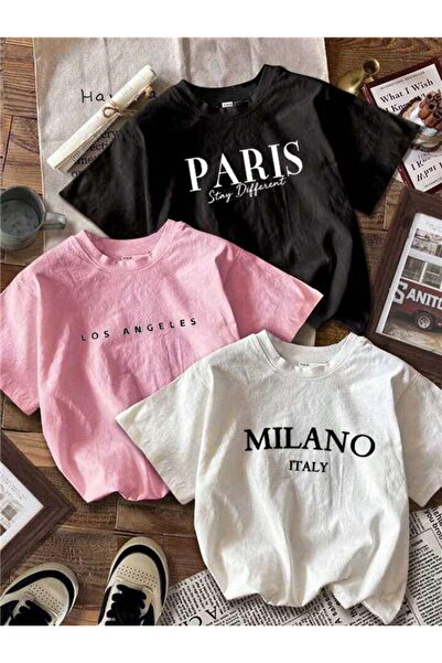 Machetta Ženski Paris Milano Štampano 3-dijelni Skraćeni kroj T-shirt set