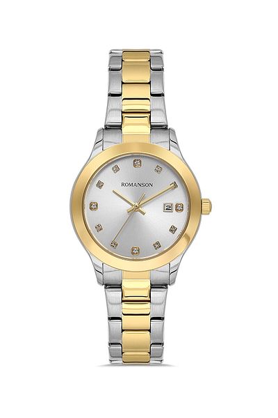 Romanson Rm4205Uu1Cas1G Steel Cord Gold Silver Color Stone Women Wrist Watch
