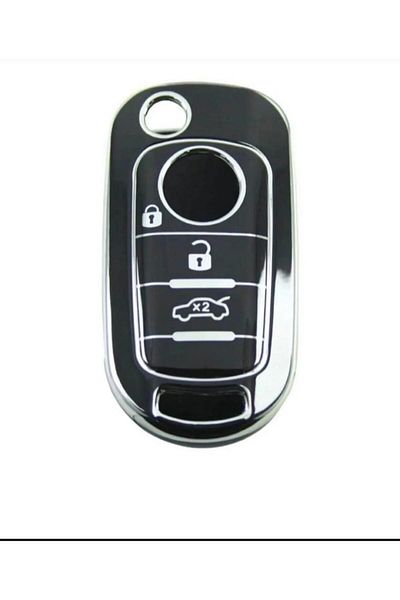 EBG İSTANBUL Fiat Egea Switchblade 3 Push Button Nano Key Case Black Silver Silver Color 1.Ci Quality