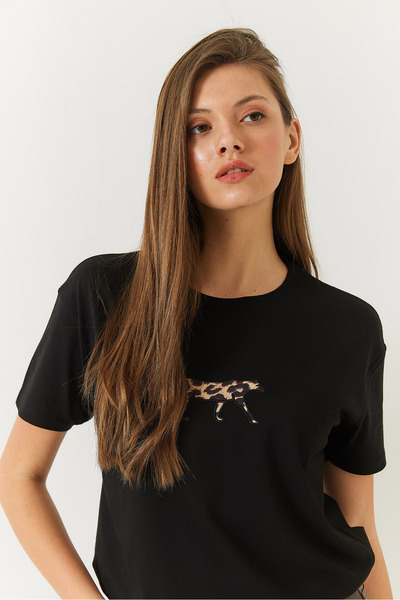 Bianco Lucci Dámské tričko s leopardím potiskem - 60602006