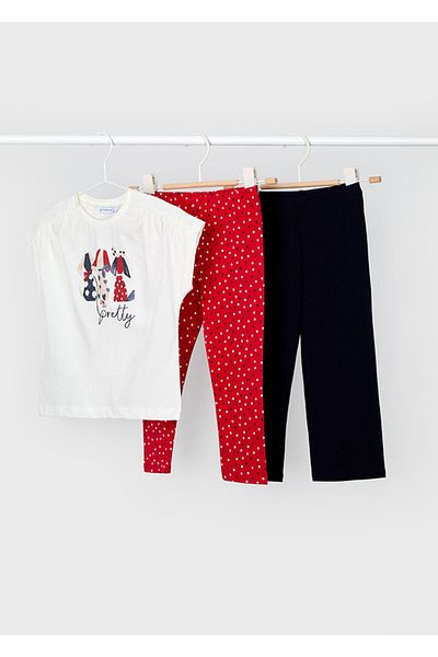MAYORAL 3707 Model T-Shirt and Pants Set for Girl - Set of 3