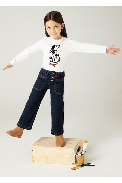 MAYORAL 04-09 Years Girl's Denim Blue Color Jean Trousers