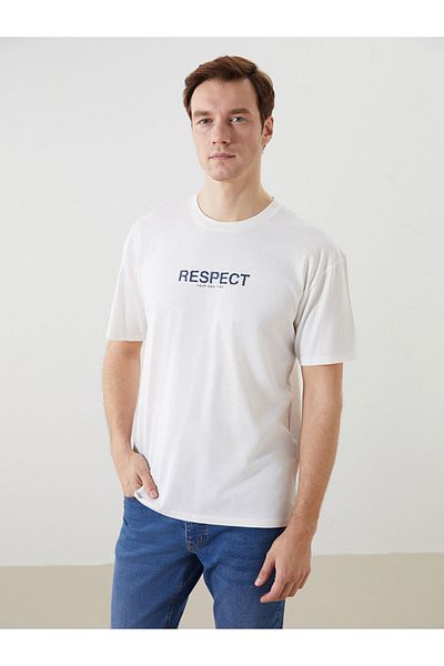 LC Waikiki Tricou pentru bărbați din bumbac pieptănat cu mânecă scurtă cu decolteu LCW
