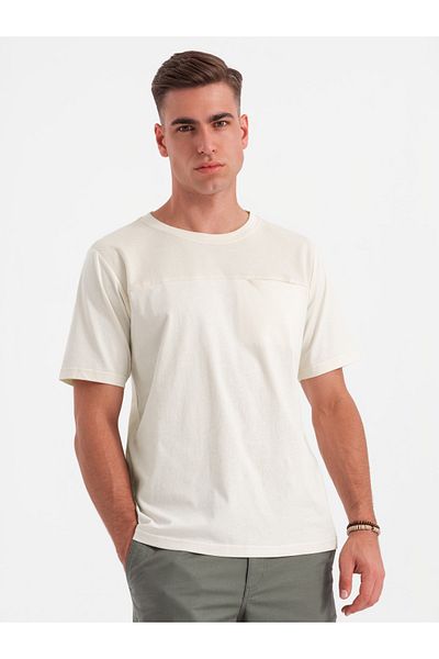 OMBRE Herren LOOSE FIT T-Shirt mit Tasche - weiß V8 OM-TSCT-0171 L
