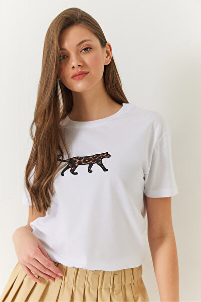 Bianco Lucci Damen-T-Shirt mit Leopardenmuster - 60602006