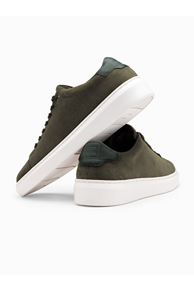 OMBRE Pánské klasické měkké semišové tenisky - tmavé olivové V3 OM-FOCS-0163 41