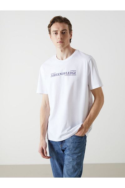 LC Waikiki Tricou pentru bărbați din bumbac pieptănat imprimat cu mânecă scurtă, sezon nou - S5J874Z8
