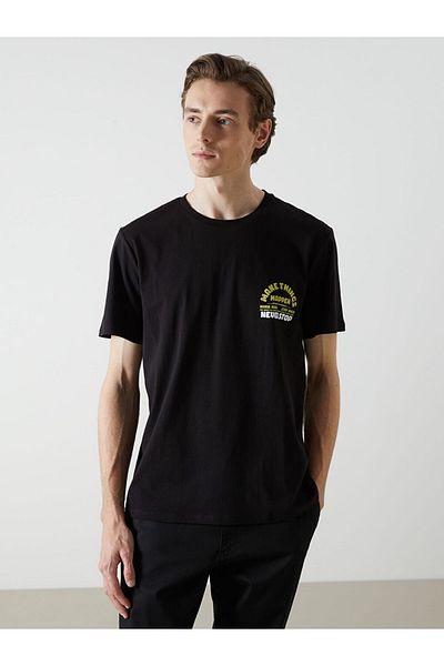 LC Waikiki Νέα σεζόν Crew Neck κοντομάνικο εμπριμέ χτενισμένο βαμβακερό ανδρικό Tisort - S5JI61Z8