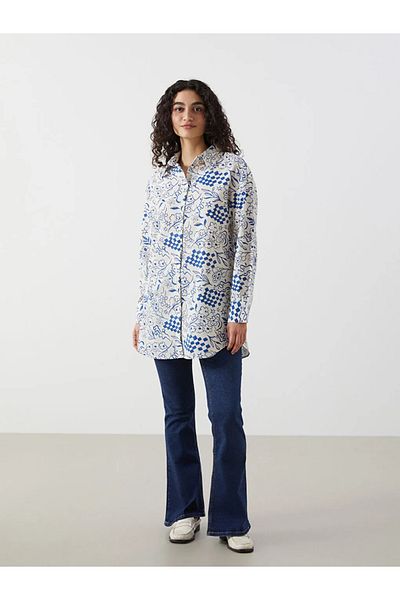 LC Waikiki سترة قميص نسائية كبيرة الحجم بنمط LCW Modest