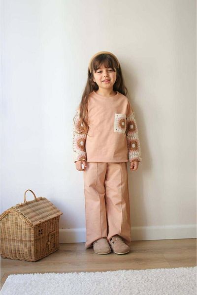 MİNİKO KİDS Girl's Punch Model Spanish Leg Tights Suit with Sleeve Detail