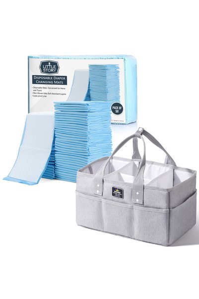 Sunveno Diaper Caddy with 50pcs Changing Mats - Grey