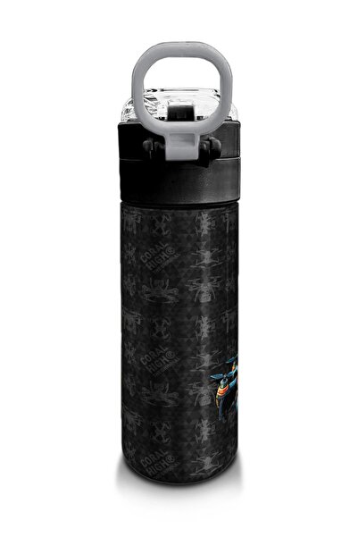 Coral High Kids Black Drone Patterned Steel Thermos with Straw and Direct Drinking 500 ml 31891