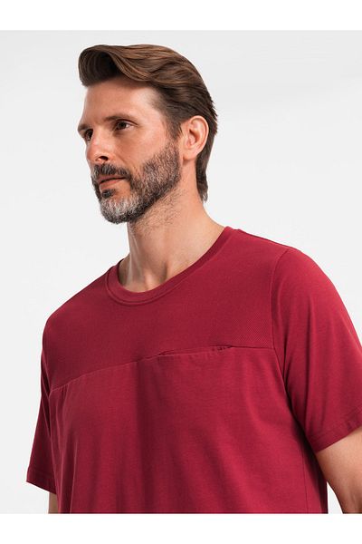 OMBRE LOOSE FIT men's t-shirt with pocket - red V3 OM-TSCT-0171 L