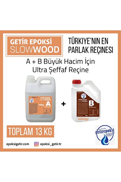 epoksi getir Kalın döküm(büyük hacim) Epoksi Slowwood 13 kg