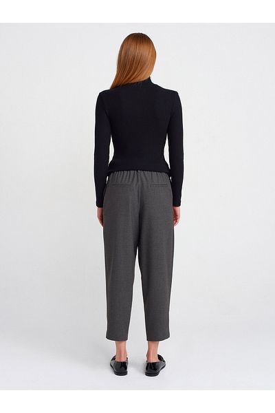 Dilvin 71590 Gray Belted Crop Trousers