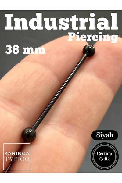 Karınca Piercing 38 mm Black Industrial Bridge Piercing - Straight Long Ear