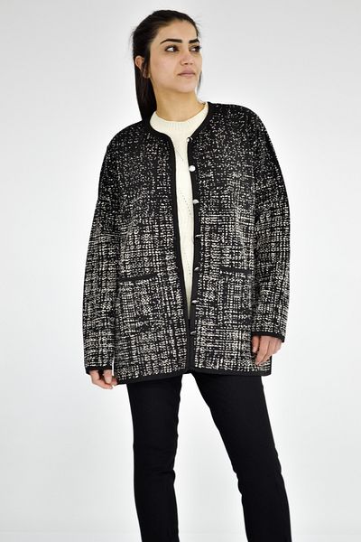 Tuğra Sand Patterned Knitwear Cardigan