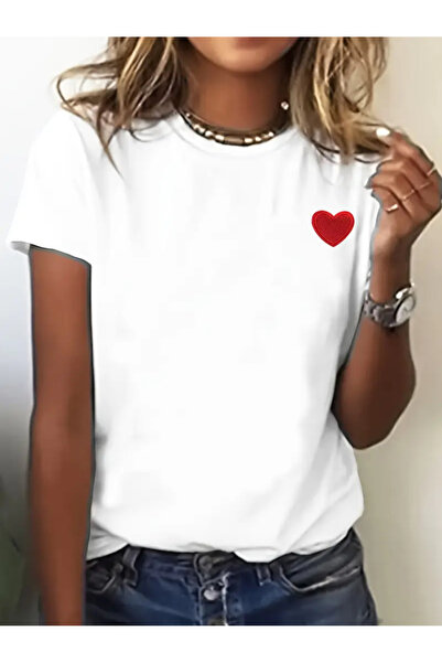 Karatopak Μπλουζάκι με στάμπα καρδιάς Unisex Oversize Crew Neck