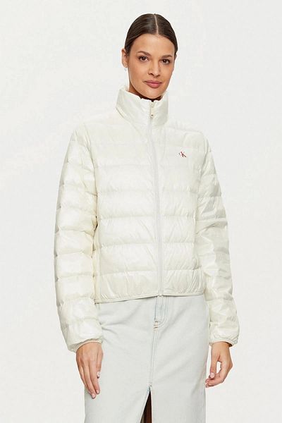 Calvin Klein Γυναικείο λαμπερό λευκό πουπουλένιο παλτό