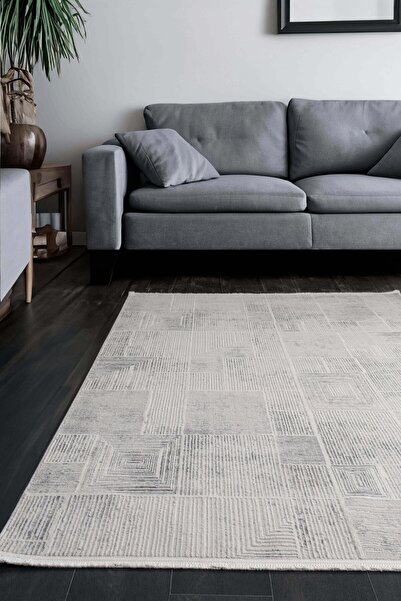 KREASYON HALI Kadifem KD005 Gri Yumuşak Dokulu Salon Mutfak Koridor Oturma Od...