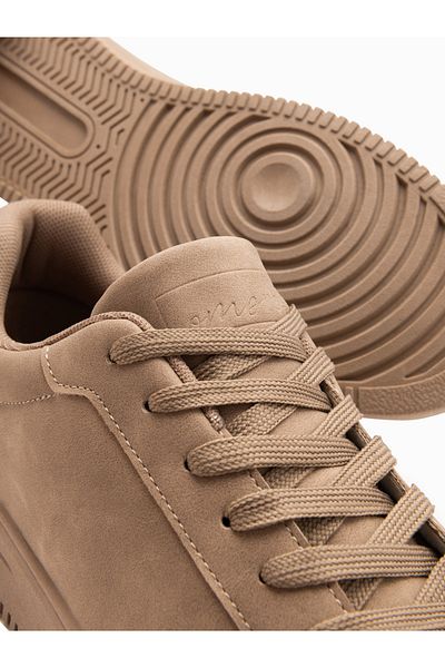 OMBRE Unisex ležérní pánské eko nubukové boty - světle hnědé V1 OM-FOCS-0151 41