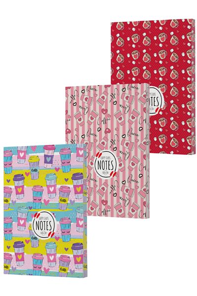 Dokuz Yayınları Vivago Art Coffee Series 14X20 Line Notebook Set (3X160 Sheets)