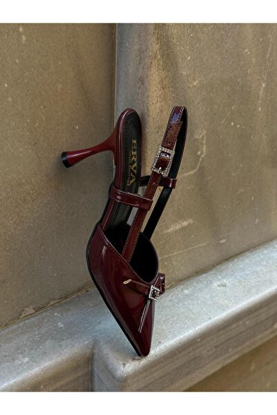 ERVANIN BUTİĞİ Bordo Rugan (Casey) Toka Detay Kadın Stiletto