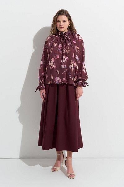 KADRİYE BAŞTÜRK Cămașă cu șnur cu guler cu model Clara burgundy