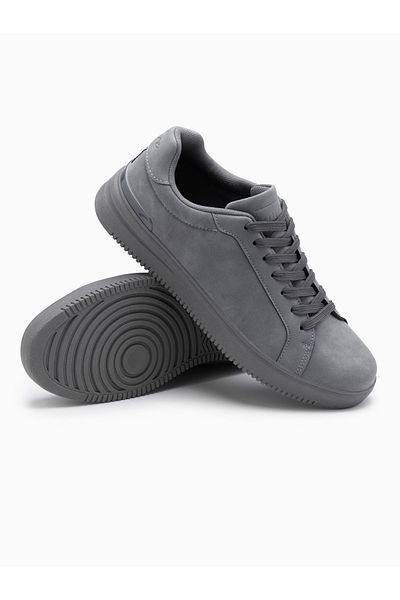 OMBRE Lässige, solide Herrenschuhe aus Öko-Nubukleder - grau V3 OM-FOCS-0151 45
