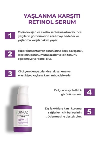 SİNOZ Retinol Lift-Xylane – 30 ml Anti-Falten- und Hauterneuerungsserum