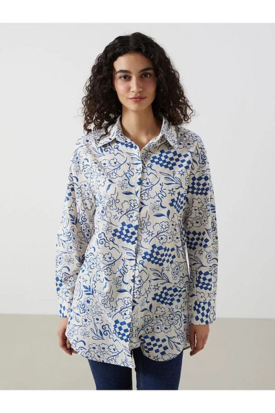 LC Waikiki سترة قميص نسائية كبيرة الحجم بنمط LCW Modest