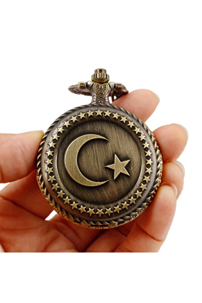 Schulzz Köstekli Zincirli Quartz Ay Yıldız ve Hat Motif İşlemeli Antika Retro...