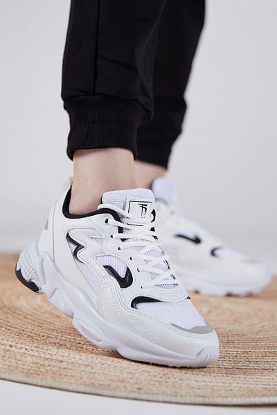 PowerSpeed Pantofi sport unisex, alb, negru, confortabil, cu talpă înaltă, cu șireturi