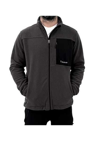 Mudwill Gray Full Zip Sherpa Men's Fleece Jacket