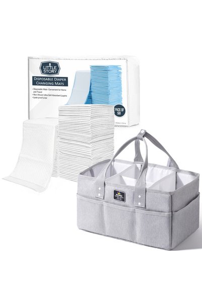 Sunveno Diaper Caddy with 50pcs Changing Mats - Grey