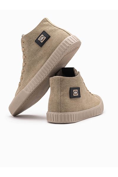OMBRE Herren Canvas High Top Sneakers Schuhe - Hellbraun V3 OM-FOTH-0186 45