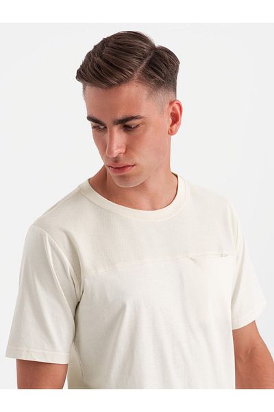 OMBRE Herren LOOSE FIT T-Shirt mit Tasche - weiß V8 OM-TSCT-0171 L