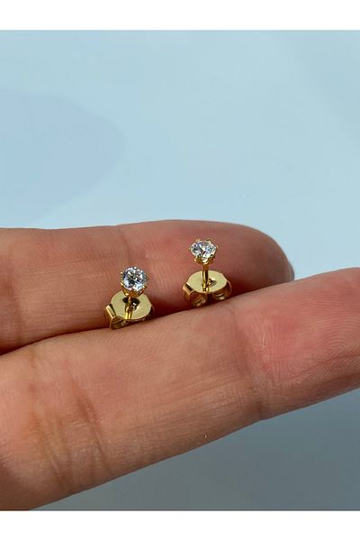 kurukafagift Solitaire Steel Zircon Stone 1 Pair Earrings