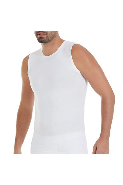 Yıldız Çamaşır Men's 6-Piece White Modal Crew Neck Zero Sleeve Undershirt